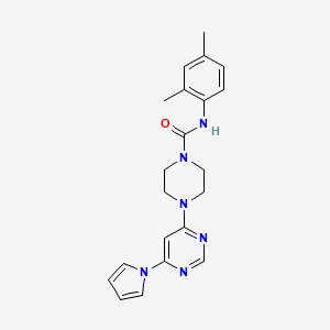 molecular formula C21H24N6O B2844120 4-(6-(1H-吡咯-1-基)嘧啶-4-基)-N-(2,4-二甲基苯基)哌嗪-1-甲酰胺 CAS No. 1421516-11-1