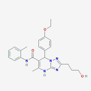 molecular formula C25H29N5O3 B284413 7-(4-ethoxyphenyl)-2-(3-hydroxypropyl)-5-methyl-N-(2-methylphenyl)-4,7-dihydro[1,2,4]triazolo[1,5-a]pyrimidine-6-carboxamide 