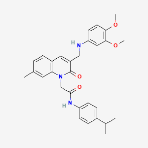 molecular formula C30H33N3O4 B2844131 2-(3-(((3,4-二甲氧基苯基)氨基)甲基)-7-甲基-2-氧喹啉-1(2H)-基)-N-(4-异丙基苯基)乙酰胺 CAS No. 892361-98-7