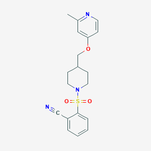 molecular formula C19H21N3O3S B2844132 2-[4-[(2-Methylpyridin-4-yl)oxymethyl]piperidin-1-yl]sulfonylbenzonitrile CAS No. 2380039-80-3