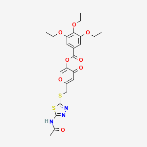 6-(((5-acetamido-1,3,4-thiadiazol-2-yl)thio)methyl)-4-oxo-4H-pyran-3-yl 3,4,5-triethoxybenzoate