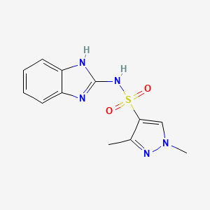 molecular formula C12H13N5O2S B2844143 N-(1H-1,3-benzodiazol-2-yl)-1,3-dimethyl-1H-pyrazole-4-sulfonamide CAS No. 1171529-81-9