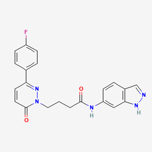molecular formula C21H18FN5O2 B2844155 4-(3-(4-fluorophenyl)-6-oxopyridazin-1(6H)-yl)-N-(1H-indazol-6-yl)butanamide CAS No. 1251576-92-7