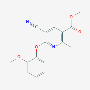 molecular formula C16H14N2O4 B2844157 甲基-5-氰基-6-(2-甲氧基苯氧基)-2-甲基烟酸酯 CAS No. 303146-40-9