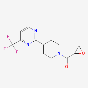 molecular formula C13H14F3N3O2 B2844159 Oxiran-2-yl-[4-[4-(trifluoromethyl)pyrimidin-2-yl]piperidin-1-yl]methanone CAS No. 2411295-21-9