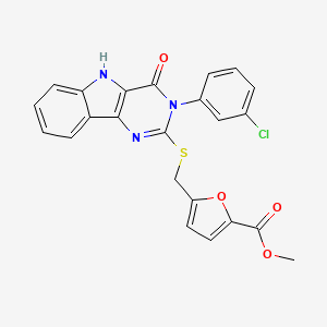 molecular formula C23H16ClN3O4S B2844164 methyl 5-(((3-(3-chlorophenyl)-4-oxo-4,5-dihydro-3H-pyrimido[5,4-b]indol-2-yl)thio)methyl)furan-2-carboxylate CAS No. 536713-88-9