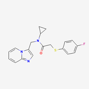 molecular formula C19H18FN3OS B2844169 N-cyclopropyl-2-((4-fluorophenyl)thio)-N-(imidazo[1,2-a]pyridin-3-ylmethyl)acetamide CAS No. 1448122-06-2