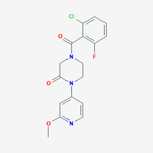 molecular formula C17H15ClFN3O3 B2844171 4-(2-Chloro-6-fluorobenzoyl)-1-(2-methoxypyridin-4-yl)piperazin-2-one CAS No. 2380170-12-5