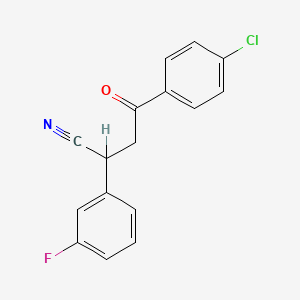 molecular formula C16H11ClFNO B2844173 4-(4-Chlorophenyl)-2-(3-fluorophenyl)-4-oxobutanenitrile CAS No. 344280-90-6