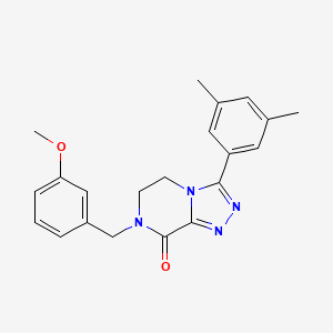 molecular formula C21H22N4O2 B2844177 3-(3,5-Dimethylphenyl)-7-[(3-methoxyphenyl)methyl]-5,6-dihydro-[1,2,4]triazolo[4,3-a]pyrazin-8-one CAS No. 2380188-82-7