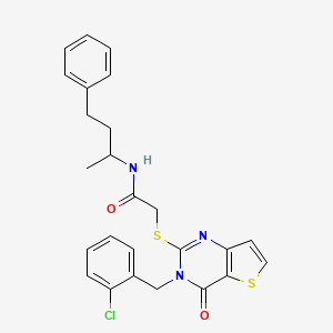 2-{[3-(2-chlorobenzyl)-4-oxo-3,4-dihydrothieno[3,2-d]pyrimidin-2-yl]thio}-N-(1-methyl-3-phenylpropyl)acetamide