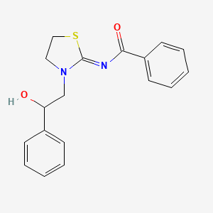 molecular formula C18H18N2O2S B2844199 (E)-N-(3-(2-羟基-2-苯乙基)噻唑烷-2-基亚甲基)苯甲酰胺 CAS No. 536726-38-2