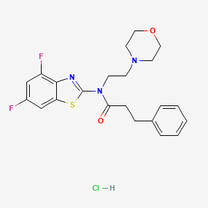 molecular formula C22H24ClF2N3O2S B2844203 N-(4,6-difluorobenzo[d]thiazol-2-yl)-N-(2-morpholinoethyl)-3-phenylpropanamide hydrochloride CAS No. 1327562-98-0