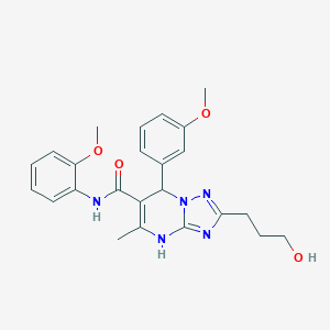 molecular formula C24H27N5O4 B284421 2-(3-hydroxypropyl)-N-(2-methoxyphenyl)-7-(3-methoxyphenyl)-5-methyl-4,7-dihydro[1,2,4]triazolo[1,5-a]pyrimidine-6-carboxamide 