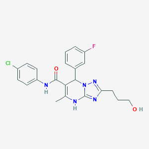 molecular formula C22H21ClFN5O2 B284422 N-(4-chlorophenyl)-7-(3-fluorophenyl)-2-(3-hydroxypropyl)-5-methyl-4,7-dihydro[1,2,4]triazolo[1,5-a]pyrimidine-6-carboxamide 