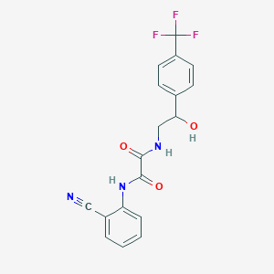 molecular formula C18H14F3N3O3 B2844242 N1-(2-cyanophenyl)-N2-(2-hydroxy-2-(4-(trifluoromethyl)phenyl)ethyl)oxalamide CAS No. 1351587-30-8