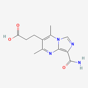 molecular formula C12H14N4O3 B2844243 3-[8-(Aminocarbonyl)-2,4-dimethylimidazo[1,5-a]pyrimidin-3-yl]propanoic acid CAS No. 923727-79-1