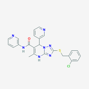 molecular formula C24H20ClN7OS B284426 2-[(2-chlorobenzyl)sulfanyl]-5-methyl-N,7-di(3-pyridinyl)-4,7-dihydro[1,2,4]triazolo[1,5-a]pyrimidine-6-carboxamide 