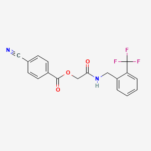 molecular formula C18H13F3N2O3 B2844261 2-Oxo-2-((2-(trifluoromethyl)benzyl)amino)ethyl 4-cyanobenzoate CAS No. 1794916-06-5