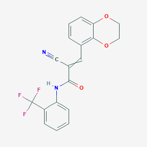 molecular formula C19H13F3N2O3 B2844268 2-cyano-3-(2,3-dihydro-1,4-benzodioxin-5-yl)-N-[2-(trifluoromethyl)phenyl]prop-2-enamide CAS No. 1424634-74-1