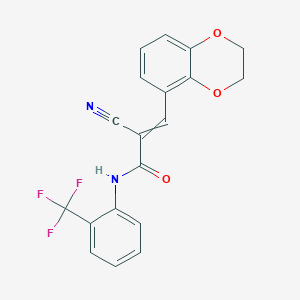 molecular formula C19H13F3N2O3 B2844268 2-氰基-3-(2,3-二氢-1,4-苯并二噁烷-5-基)-N-(2-(三氟甲基)苯基)丙-2-烯酰胺 CAS No. 1424634-74-1