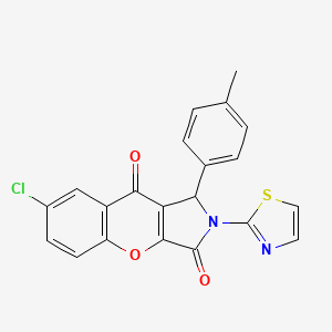 molecular formula C21H13ClN2O3S B2844270 7-Chloro-2-(thiazol-2-yl)-1-(p-tolyl)-1,2-dihydrochromeno[2,3-c]pyrrole-3,9-dione CAS No. 634564-18-4