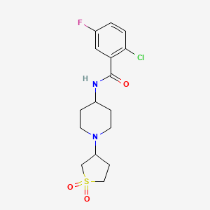 molecular formula C16H20ClFN2O3S B2844275 2-chloro-N-(1-(1,1-dioxidotetrahydrothiophen-3-yl)piperidin-4-yl)-5-fluorobenzamide CAS No. 2034535-41-4