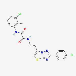 molecular formula C21H17Cl2N5O2S B2844283 N1-(3-chloro-2-methylphenyl)-N2-(2-(2-(4-chlorophenyl)thiazolo[3,2-b][1,2,4]triazol-6-yl)ethyl)oxalamide CAS No. 894038-47-2