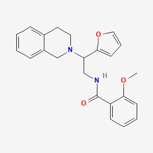molecular formula C23H24N2O3 B2844292 N-(2-(3,4-二氢异喹啉-2(1H)-基)-2-(呋喃-2-基)乙基)-2-甲氧基苯甲酰胺 CAS No. 898416-57-4