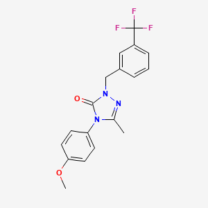 molecular formula C18H16F3N3O2 B2844302 4-(4-methoxyphenyl)-5-methyl-2-[3-(trifluoromethyl)benzyl]-2,4-dihydro-3H-1,2,4-triazol-3-one CAS No. 861206-14-6