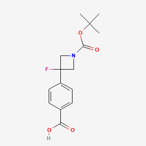 molecular formula C15H18FNO4 B2844303 4-{1-[(Tert-butoxy)carbonyl]-3-fluoroazetidin-3-yl}benzoic acid CAS No. 2229190-17-2