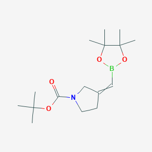 molecular formula C16H28BNO4 B2844308 Tert-butyl 3-[(4,4,5,5-tetramethyl-1,3,2-dioxaborolan-2-yl)methylene]pyrrolidine-1-carboxylate CAS No. 2376764-71-3