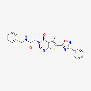 molecular formula C24H19N5O3S B2844311 N-benzyl-2-(5-methyl-4-oxo-6-(3-phenyl-1,2,4-oxadiazol-5-yl)thieno[2,3-d]pyrimidin-3(4H)-yl)acetamide CAS No. 1242885-45-5