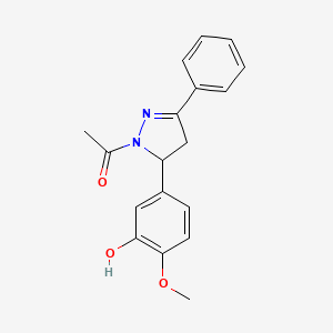 molecular formula C18H18N2O3 B2844317 1-(5-(3-hydroxy-4-methoxyphenyl)-3-phenyl-4,5-dihydro-1H-pyrazol-1-yl)ethanone CAS No. 927140-85-0