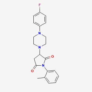 molecular formula C21H22FN3O2 B2844319 3-(4-(4-Fluorophenyl)piperazin-1-yl)-1-(o-tolyl)pyrrolidine-2,5-dione CAS No. 924861-16-5