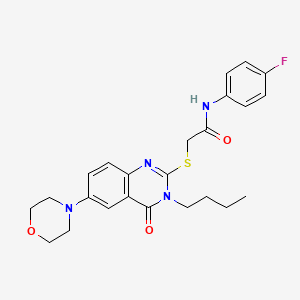 molecular formula C24H27FN4O3S B2844333 2-(3-butyl-6-morpholin-4-yl-4-oxoquinazolin-2-yl)sulfanyl-N-(4-fluorophenyl)acetamide CAS No. 689762-92-3