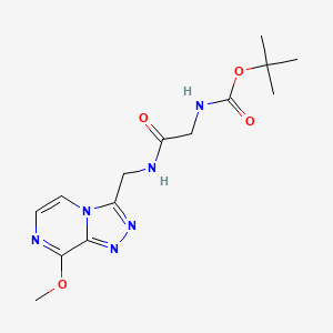 molecular formula C14H20N6O4 B2844348 叔丁基(2-(((8-甲氧基-[1,2,4]三唑并[4,3-a]吡嗪-3-基)甲基)氨基)-2-酮基乙基)碳酸酯 CAS No. 2034320-20-0