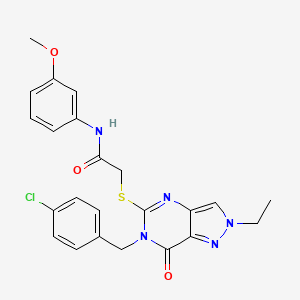 molecular formula C23H22ClN5O3S B2844349 2-((6-(4-氯苄基)-2-乙基-7-氧代-6,7-二氢-2H-吡唑并[4,3-d]嘧啶-5-基)硫基)-N-(3-甲氧基苯基)乙酰胺 CAS No. 932339-06-5