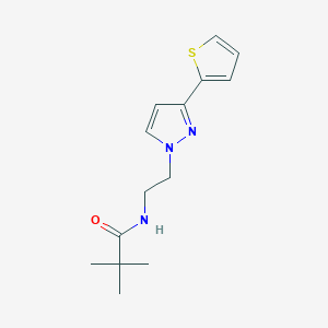 molecular formula C14H19N3OS B2844356 N-(2-(3-(thiophen-2-yl)-1H-pyrazol-1-yl)ethyl)pivalamide CAS No. 1448135-69-0