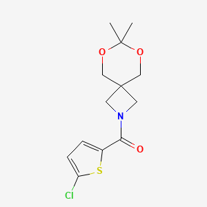 molecular formula C13H16ClNO3S B2844377 (5-氯噻吩-2-基)(7,7-二甲基-6,8-二氧代-2-氮杂螺[3.5]壬烷-2-基)甲酮 CAS No. 1396808-88-0