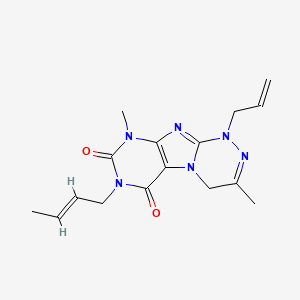 molecular formula C16H20N6O2 B2844383 7-[(E)-丁-2-烯基]-3,9-二甲基-1-丙-2-烯基-4H-嘌呤并[8,7-c][1,2,4]三唑-6,8-二酮 CAS No. 919027-39-7