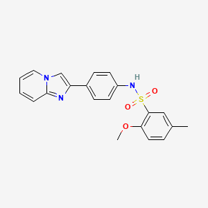 molecular formula C21H19N3O3S B2844396 N-(4-(imidazo[1,2-a]pyridin-2-yl)phenyl)-2-methoxy-5-methylbenzenesulfonamide CAS No. 873587-60-1