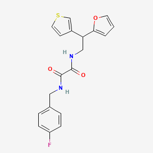 molecular formula C19H17FN2O3S B2844397 N'-[(4-fluorophenyl)methyl]-N-[2-(furan-2-yl)-2-(thiophen-3-yl)ethyl]ethanediamide CAS No. 2097859-97-5