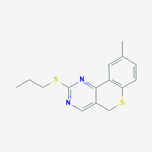 molecular formula C15H16N2S2 B2844404 9-methyl-5H-thiochromeno[4,3-d]pyrimidin-2-yl propyl sulfide CAS No. 478246-89-8