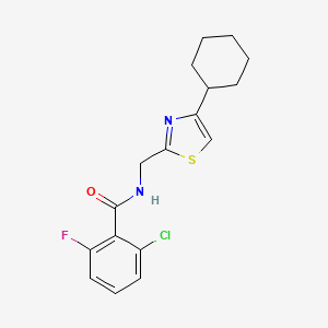 molecular formula C17H18ClFN2OS B2844415 2-chloro-N-((4-cyclohexylthiazol-2-yl)methyl)-6-fluorobenzamide CAS No. 2034400-12-7