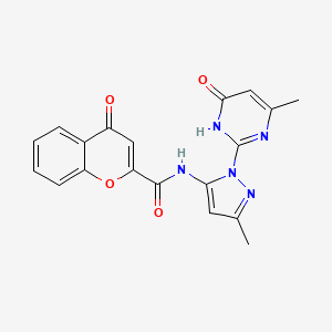 molecular formula C19H15N5O4 B2844468 N-(3-methyl-1-(4-methyl-6-oxo-1,6-dihydropyrimidin-2-yl)-1H-pyrazol-5-yl)-4-oxo-4H-chromene-2-carboxamide CAS No. 1002483-10-4