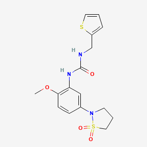 molecular formula C16H19N3O4S2 B2844471 1-(5-(1,1-Dioxidoisothiazolidin-2-yl)-2-methoxyphenyl)-3-(thiophen-2-ylmethyl)urea CAS No. 1203186-79-1