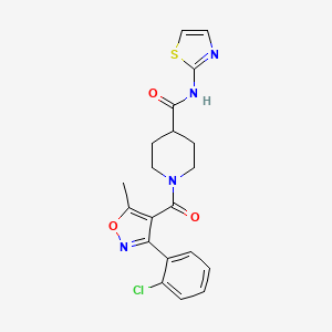 molecular formula C20H19ClN4O3S B2844475 1-(3-(2-chlorophenyl)-5-methylisoxazole-4-carbonyl)-N-(thiazol-2-yl)piperidine-4-carboxamide CAS No. 1207002-42-3