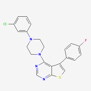molecular formula C22H18ClFN4S B2844476 4-[4-(3-Chlorophenyl)piperazin-1-yl]-5-(4-fluorophenyl)thieno[2,3-d]pyrimidine CAS No. 384799-96-6