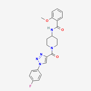 molecular formula C22H22FN5O3 B2844477 N-(1-(1-(4-fluorophenyl)-1H-1,2,3-triazole-4-carbonyl)piperidin-4-yl)-2-methoxybenzamide CAS No. 1251696-04-4